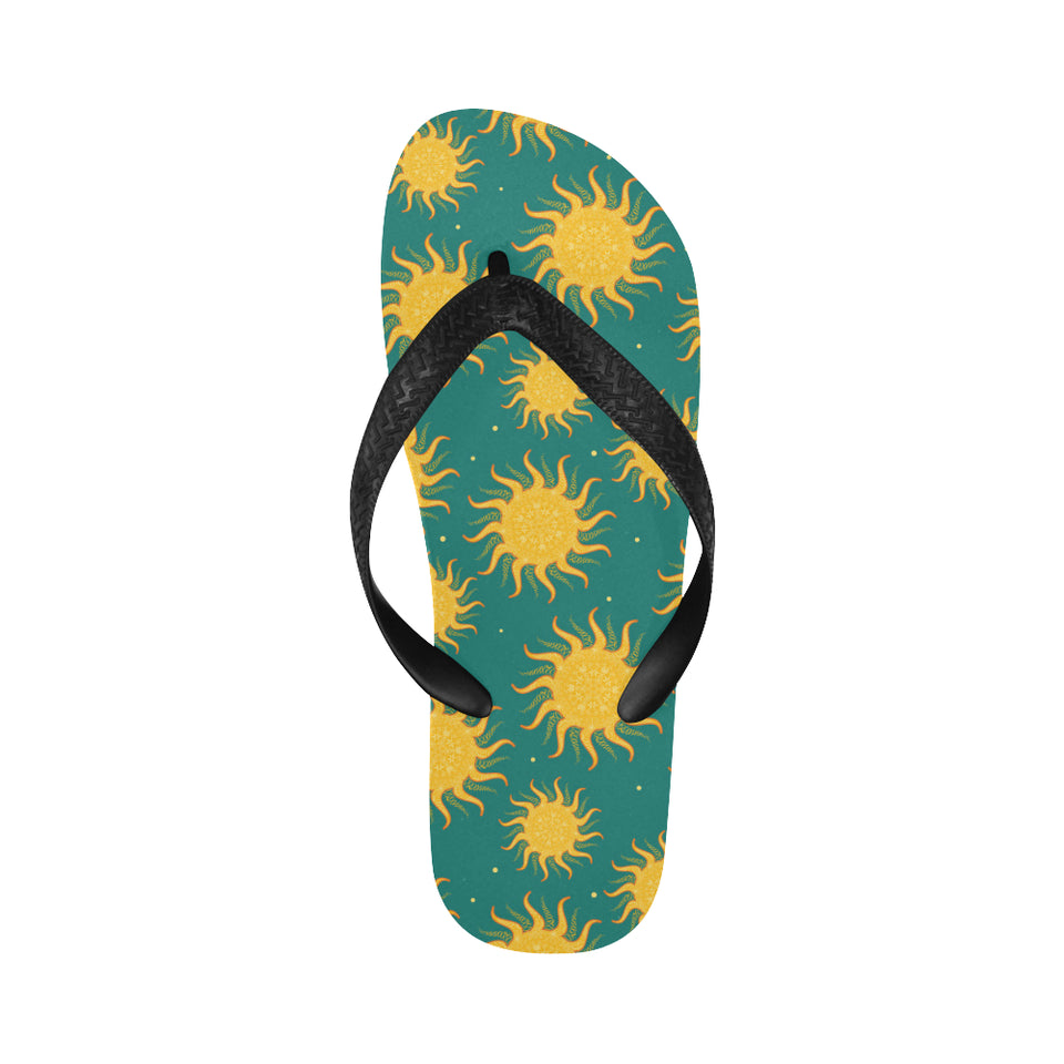 Sun green background Unisex Flip Flops