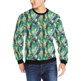 Colorful parrot exotic flower leaves Men's Crew Neck Sweatshirt
