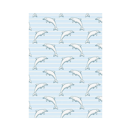 Dolphin blue striped background House Flag Garden Flag