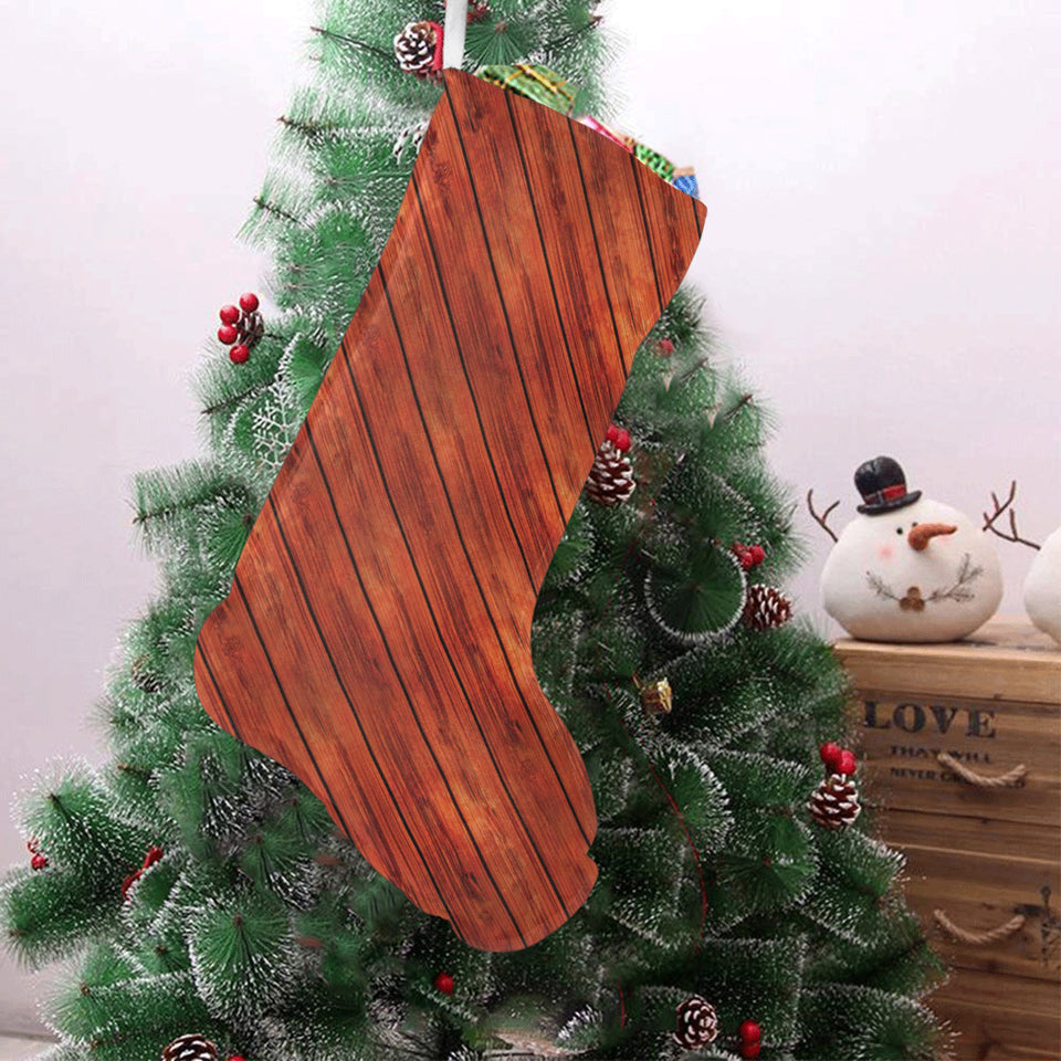 Wood Printed Pattern Print Design 03 Christmas Stocking