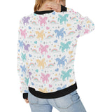 colorful unicorn rainbow heart pattern Women's Crew Neck Sweatshirt