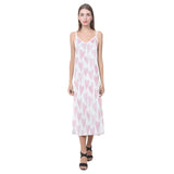 Watercolor pink heart pattern V-Neck Open Fork Long Dress