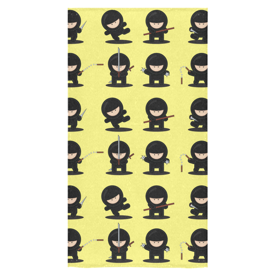 Cute ninja yellow background Bath Towel