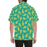 Pineapples pattern green background Men's All Over Print Hawaiian Shirt