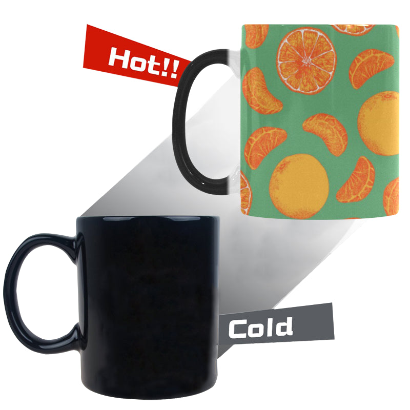 orange fruit pattern green background Morphing Mug Heat Changing Mug