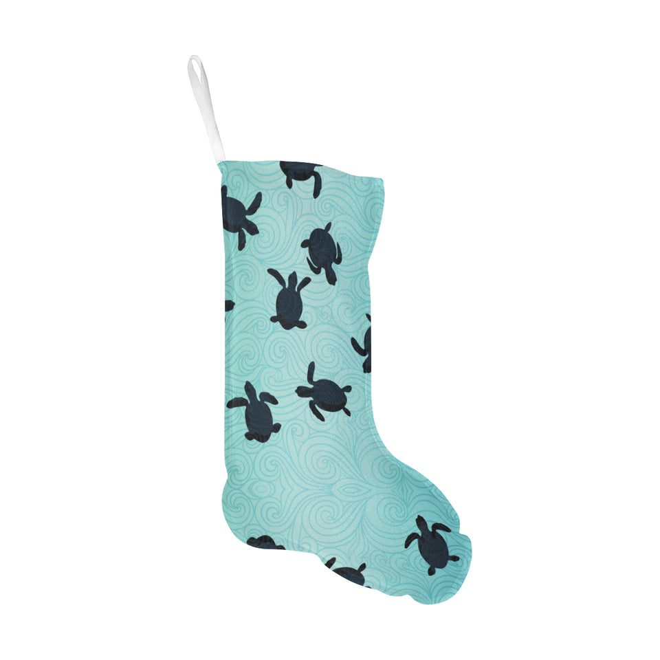 Sea turtle with blue ocean backgroud Christmas Stocking