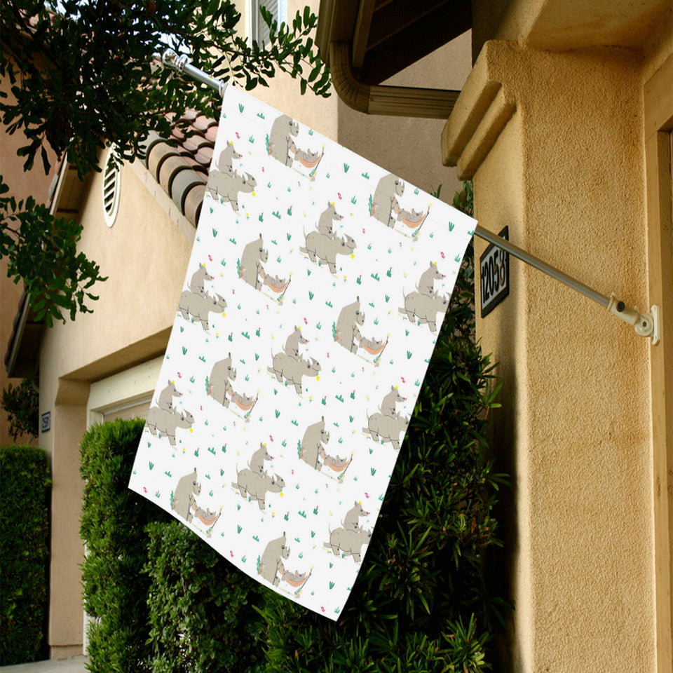 Cute Rhino pattern background House Flag Garden Flag