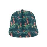 heliconia flowers, palm and monstera leaves on bla All Over Print Snapback Cap