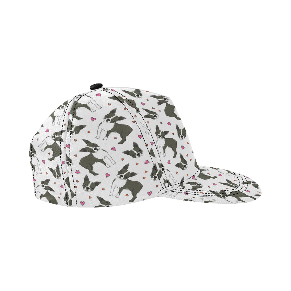 Boston terrier dog hearts vector pattern All Over Print Snapback Cap