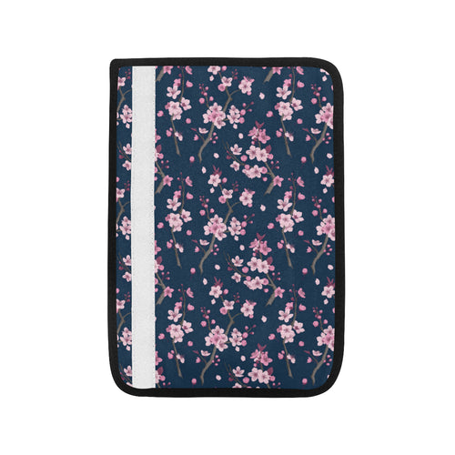 Pink sakura cherry blossom blue background Car Seat Belt Cover