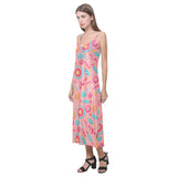 Colorful candy pattern V-Neck Open Fork Long Dress