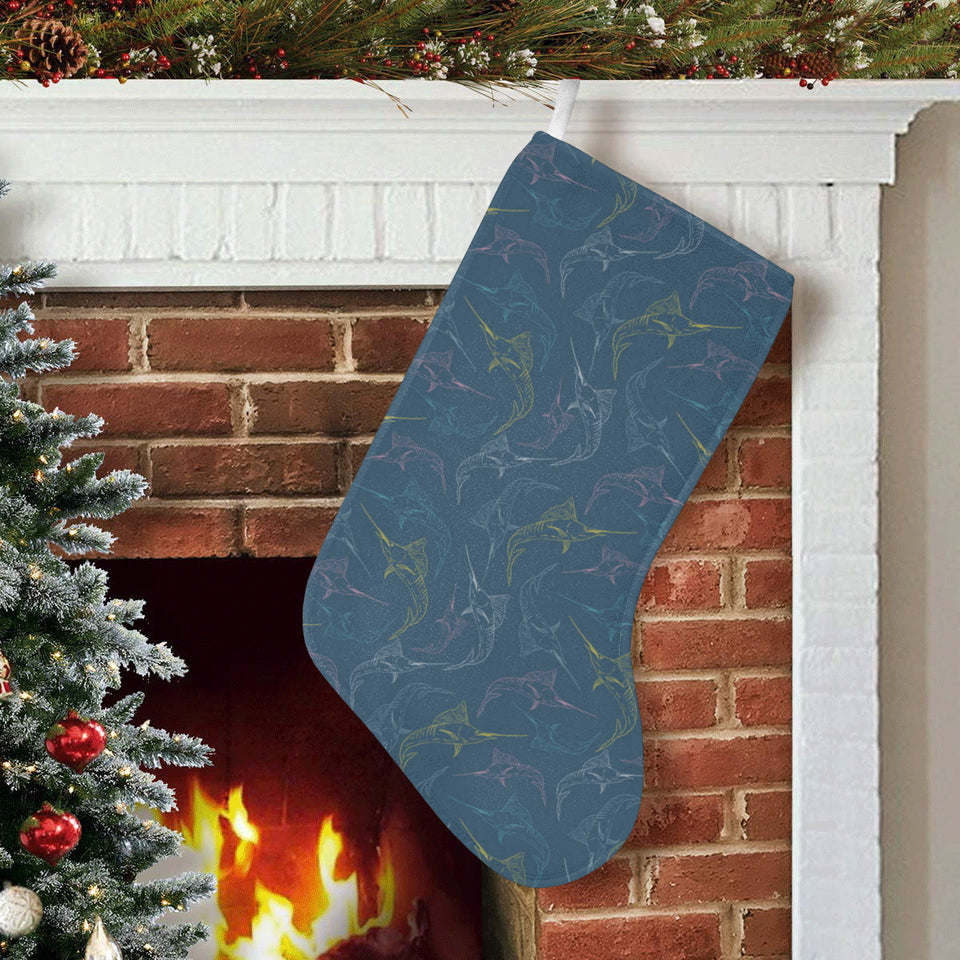 Swordfish Pattern Print Design 02 Christmas Stocking