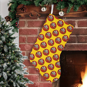 Daruma japanese wooden doll yellow background Christmas Stocking