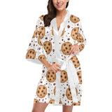 chocolate chip cookie pattern Women's Short Kimono Robe