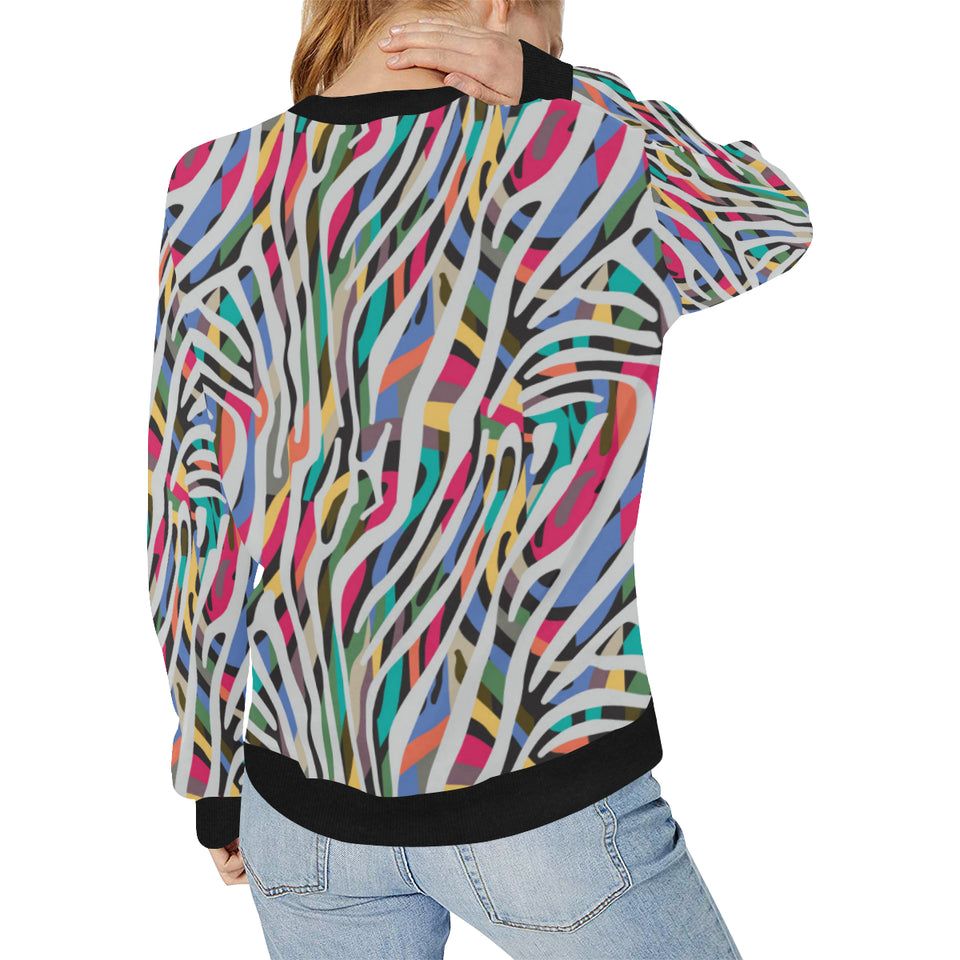 Colorful zebra skin pattern Women's Crew Neck Sweatshirt