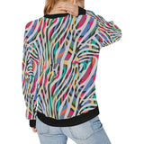 Colorful zebra skin pattern Women's Crew Neck Sweatshirt