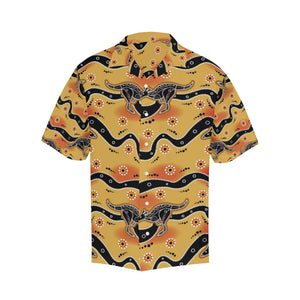 Kangaroo Australian aboriginal art pattern Men's All Over Print Hawaiian Shirt