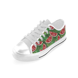 Watermelons tropical palm leaves pattern backgroun Men's Low Top Shoes White