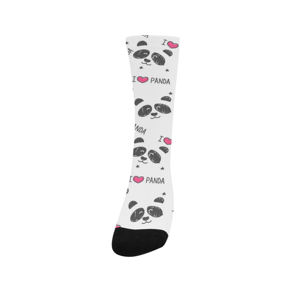 Hand Drawn faces of pandas pattern Crew Socks