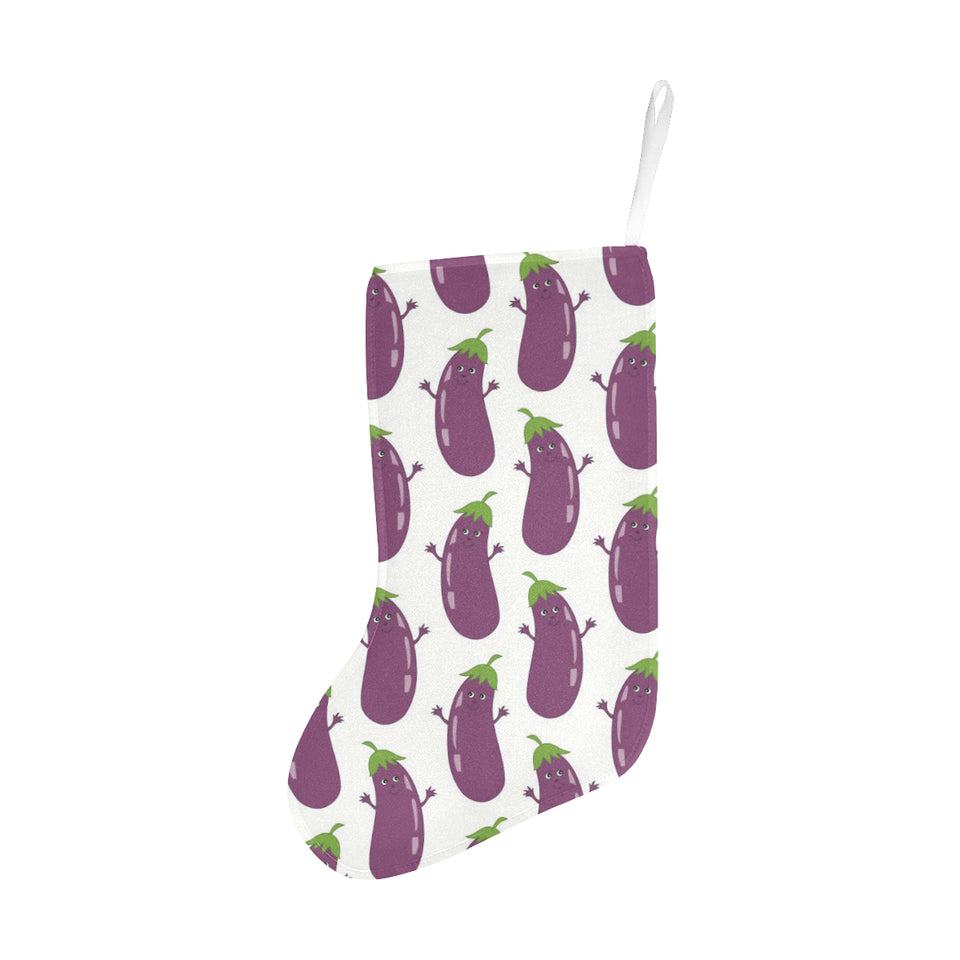 Eggplant Pattern Print Design 01 Christmas Stocking