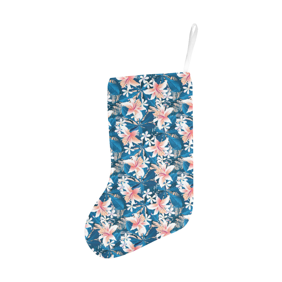 Hibiscus Pattern Print Design 02 Christmas Stocking