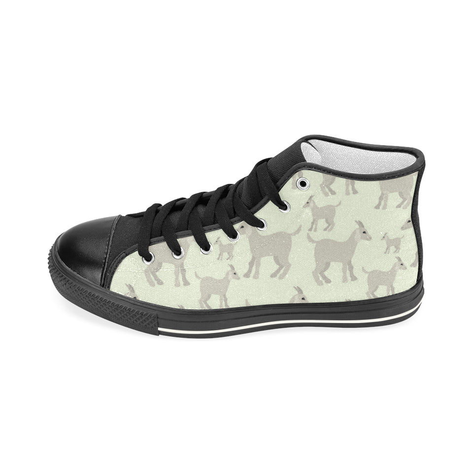 Little young goat pattern Women's High Top Canvas Shoes Black
