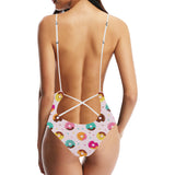 Donut pattern glaze pink background Women's One-Piece Swimsuit