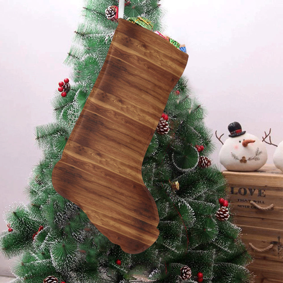 Wood Printed Pattern Print Design 04 Christmas Stocking