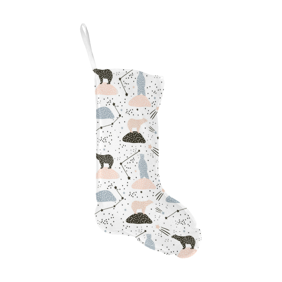 Polar bears star poka dot pattern Christmas Stocking