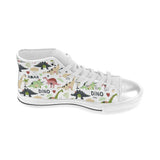 Cute dinosaurs pattern Women's High Top Canvas Shoes White