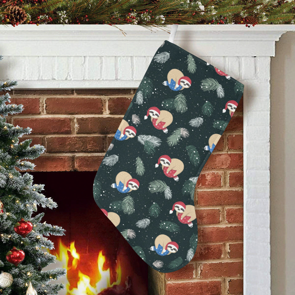 Cute sloths sleeping christmas ball santa hat patt Christmas Stocking