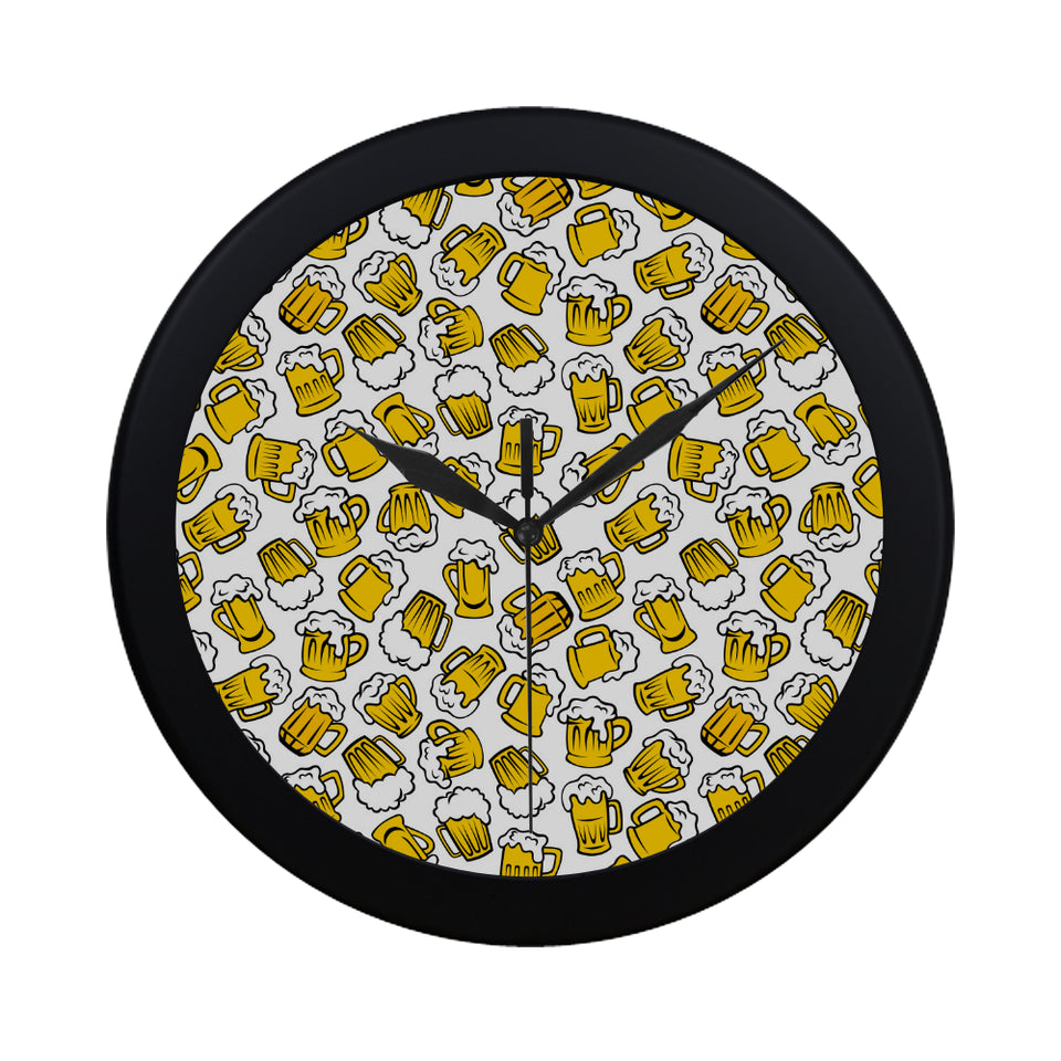 Beer design pattern Elegant Black Wall Clock