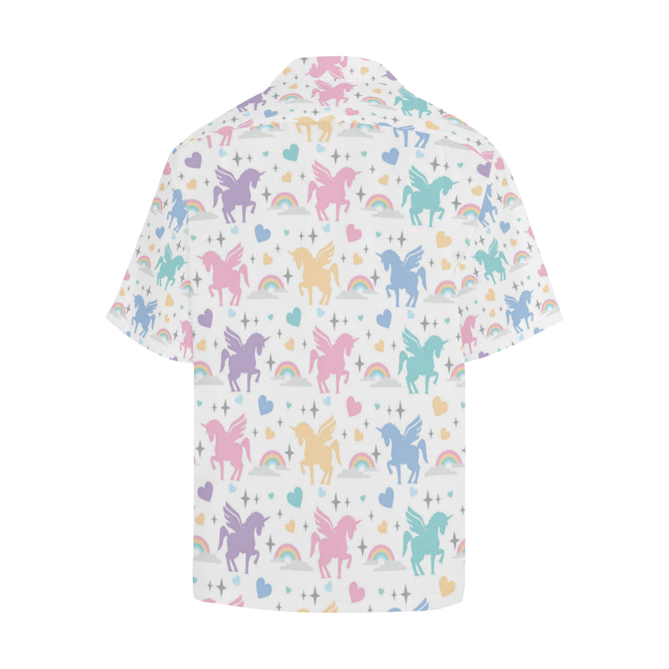 colorful unicorn rainbow heart pattern Men's All Over Print Hawaiian Shirt