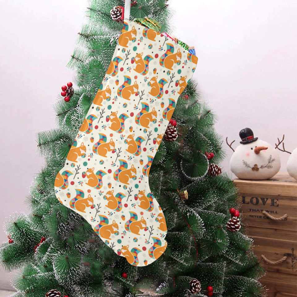Squirrel Pattern Print Design 04 Christmas Stocking