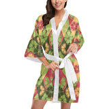 Cool Geometric lime pattern Women's Short Kimono Robe