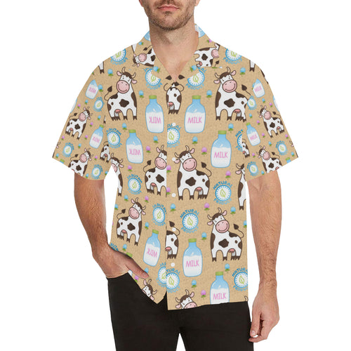 Cow bottle of milk pattern Men's All Over Print Hawaiian Shirt