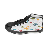 Colorful helicopter pattern Women's High Top Canvas Shoes Black