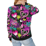 heart dot wave star creative design pattern Women's Crew Neck Sweatshirt