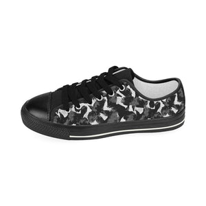 Crow illustration pattern Kids' Boys' Girls' Low Top Canvas Shoes Black