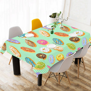 Colorful donut pattern green background Tablecloth