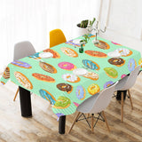 Colorful donut pattern green background Tablecloth