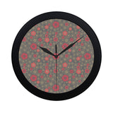 Red gold Sakura cherry blossom gray background Elegant Black Wall Clock