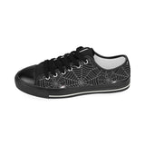 Spider web design pattern Black background white c Women's Low Top Canvas Shoes Black