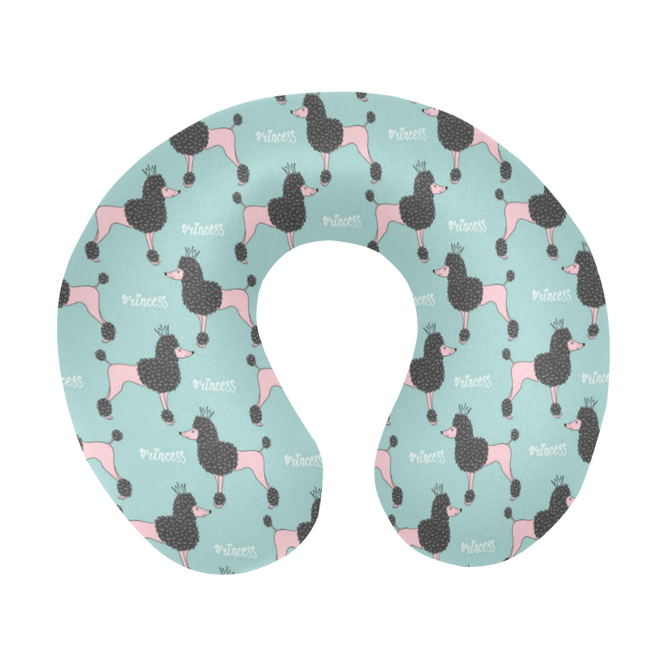poodle dog green background U-Shaped Travel Neck Pillow