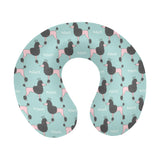 poodle dog green background U-Shaped Travel Neck Pillow