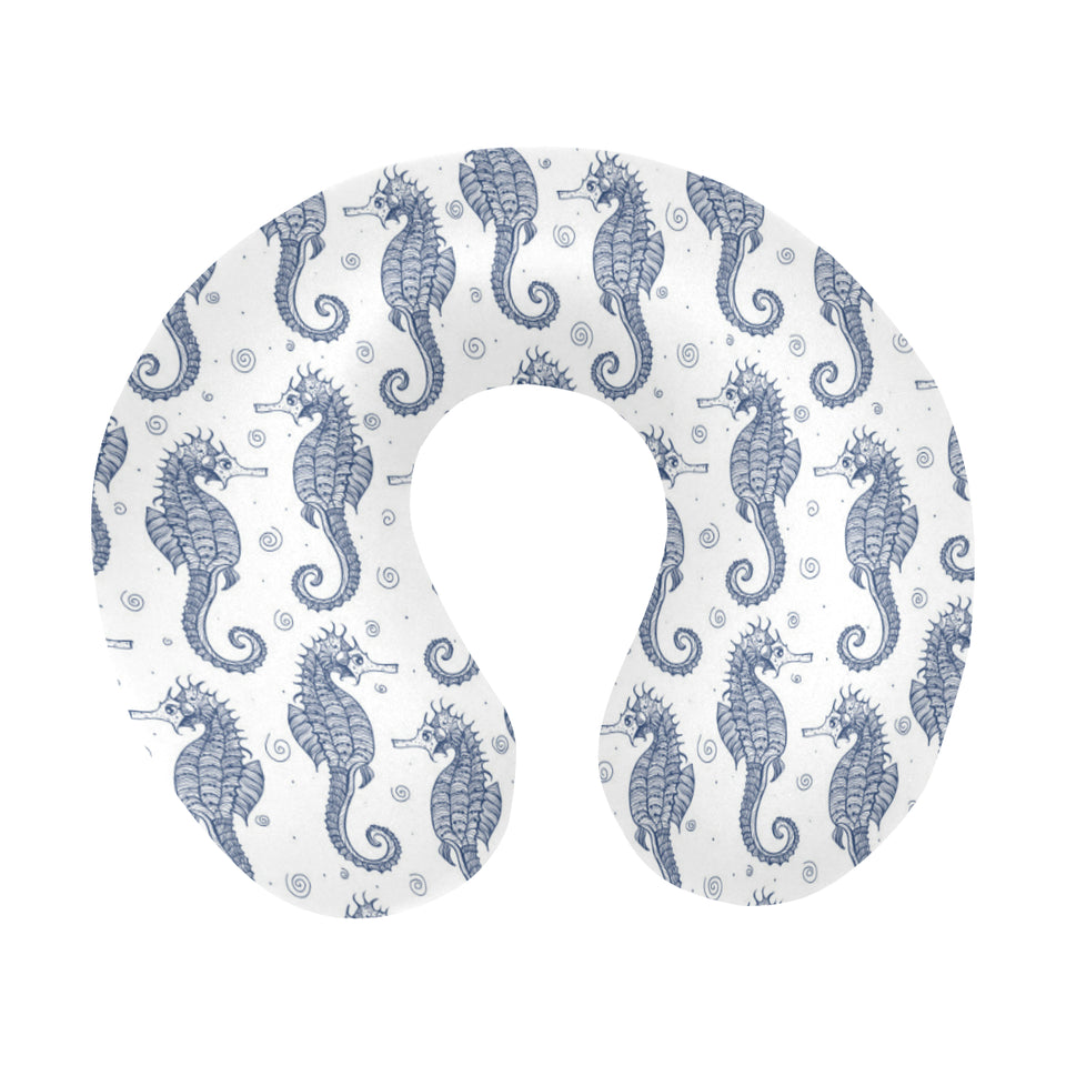 Seahorse pattern background U-Shaped Travel Neck Pillow