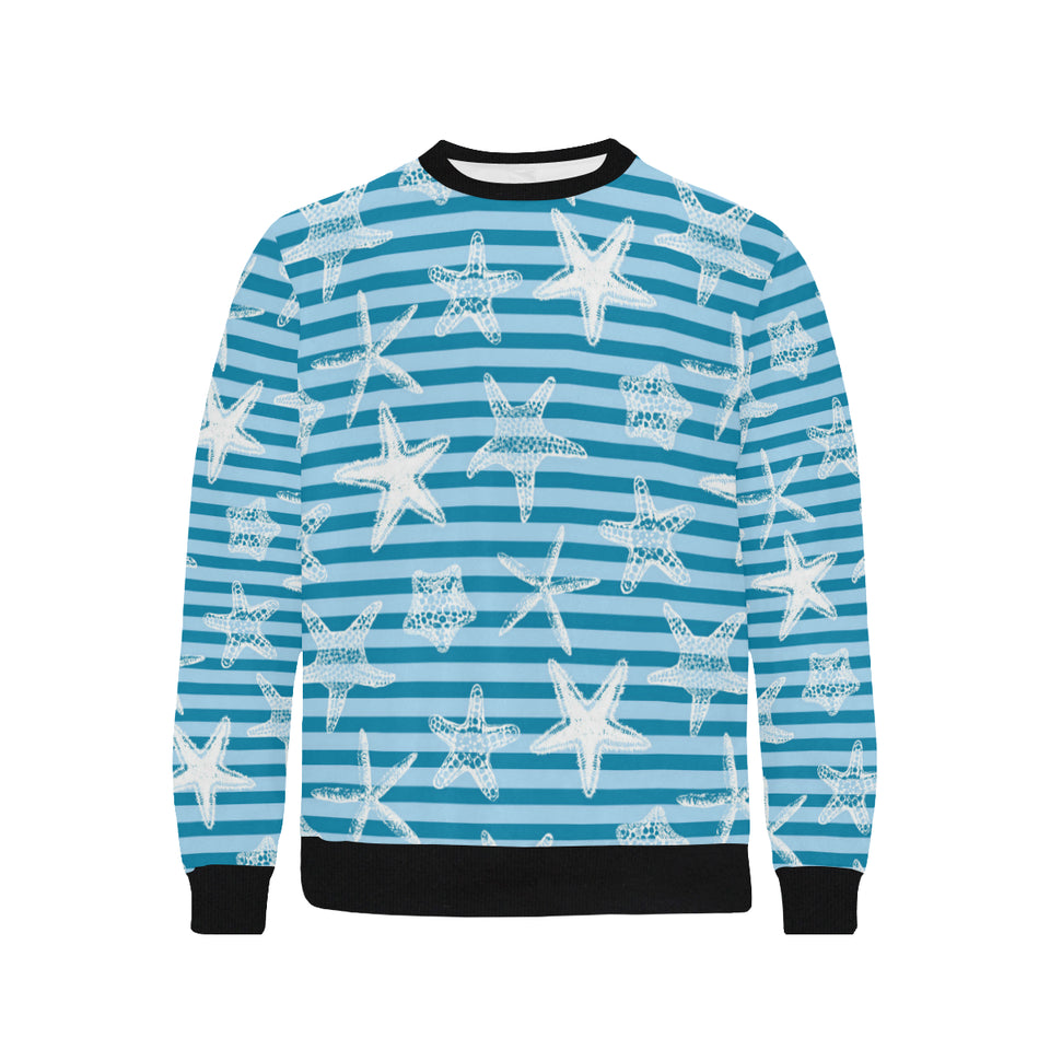 Starfish blue blackground Men's Crew Neck Sweatshirt