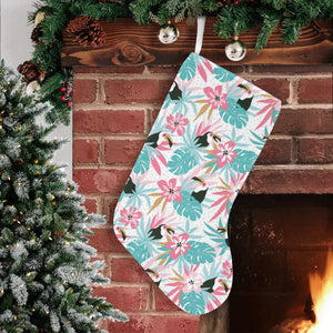 Toucan tropical flower leave pattern Christmas Stocking