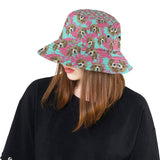 Beagle muzzles turquoise paint splashes pink patte Unisex Bucket Hat