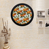 Oranges pattern background Elegant Black Wall Clock